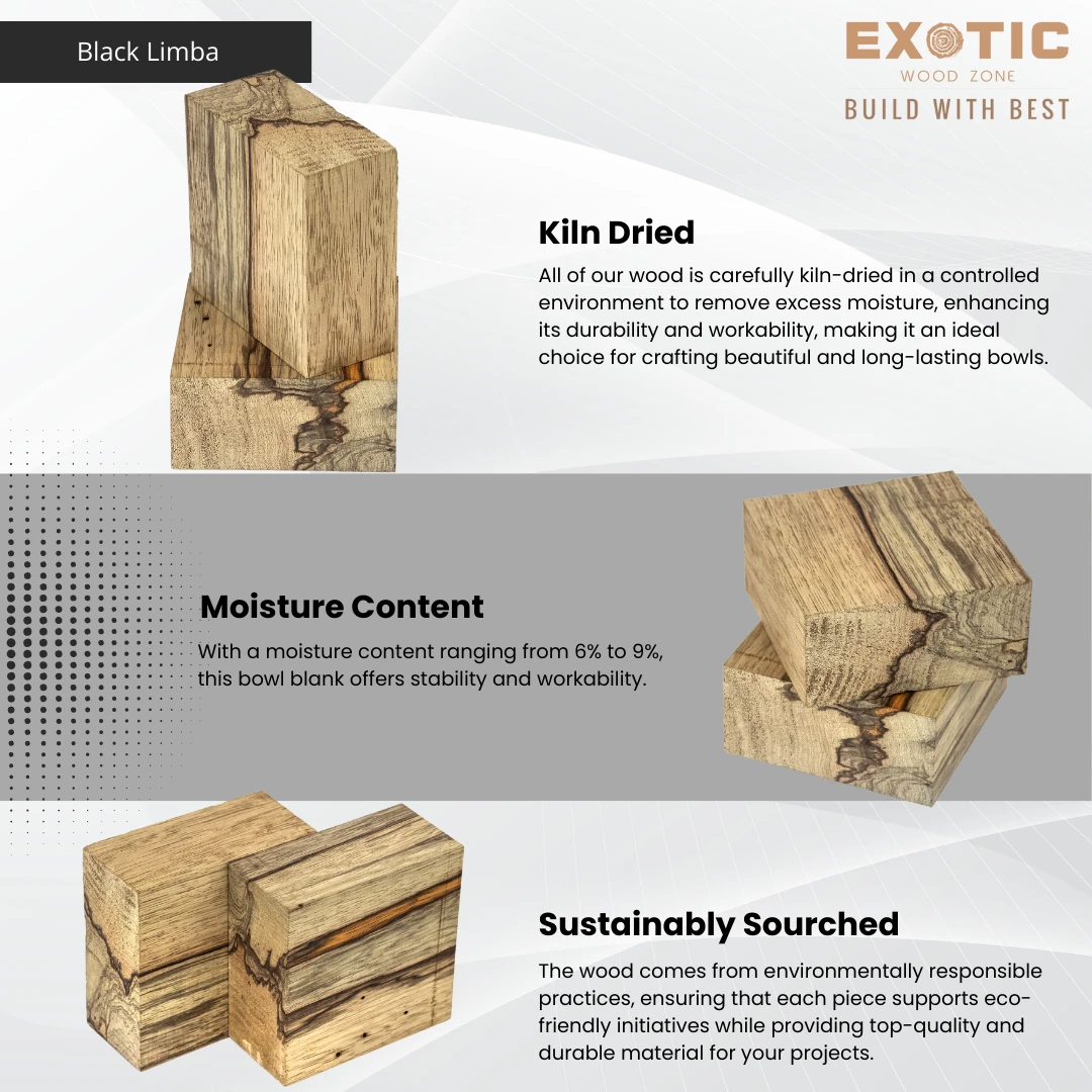 Black Limba Wood Bowl Blank - Image 2