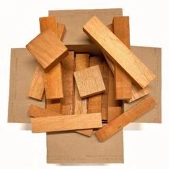 Box Of Mahogany Wood Scrap DIY Craft Carving Scroll Short Lumber Cutoff Boards