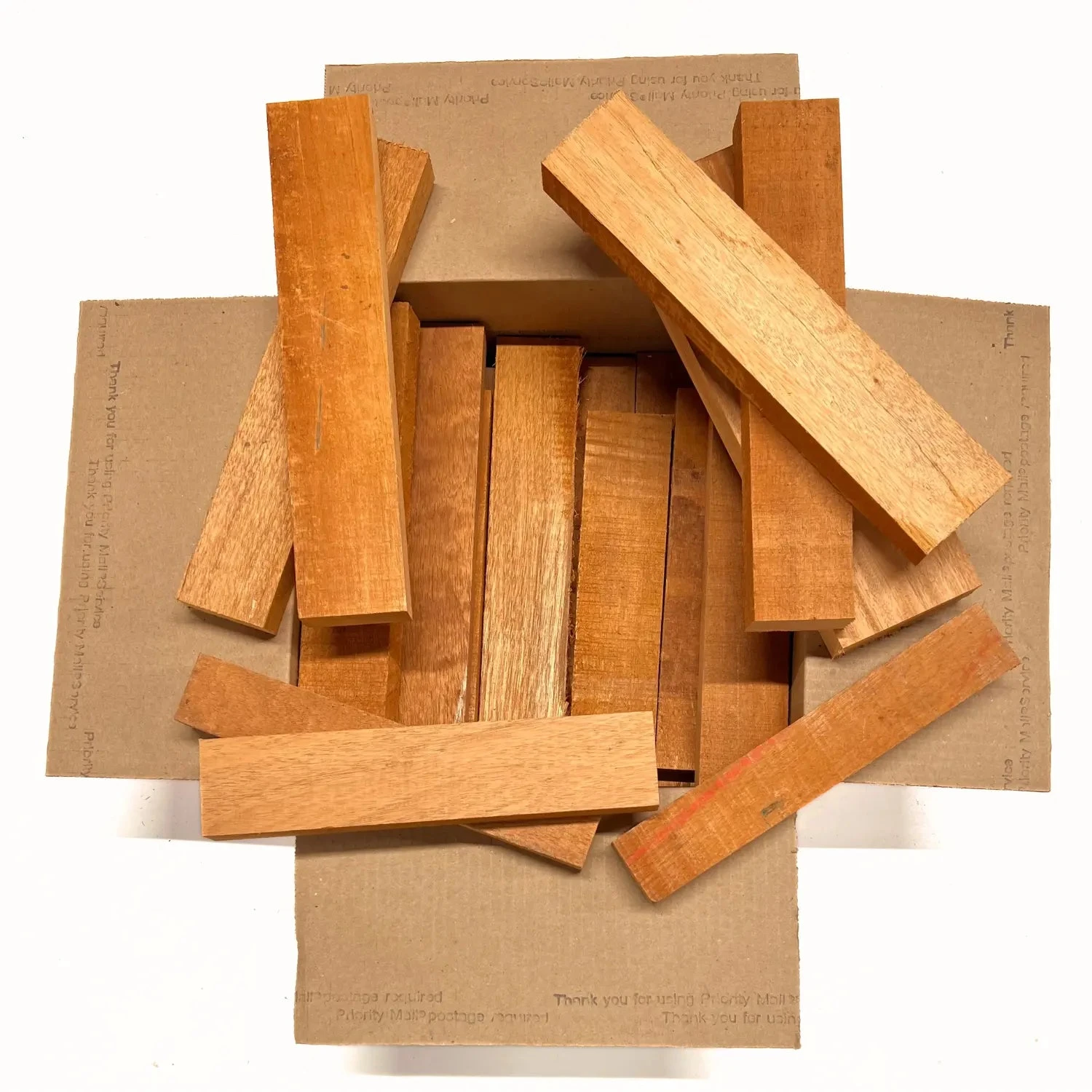 Box Of Mahogany Wood Scrap DIY Craft Carving Scroll Short Lumber Cutoff Boards - Image 4