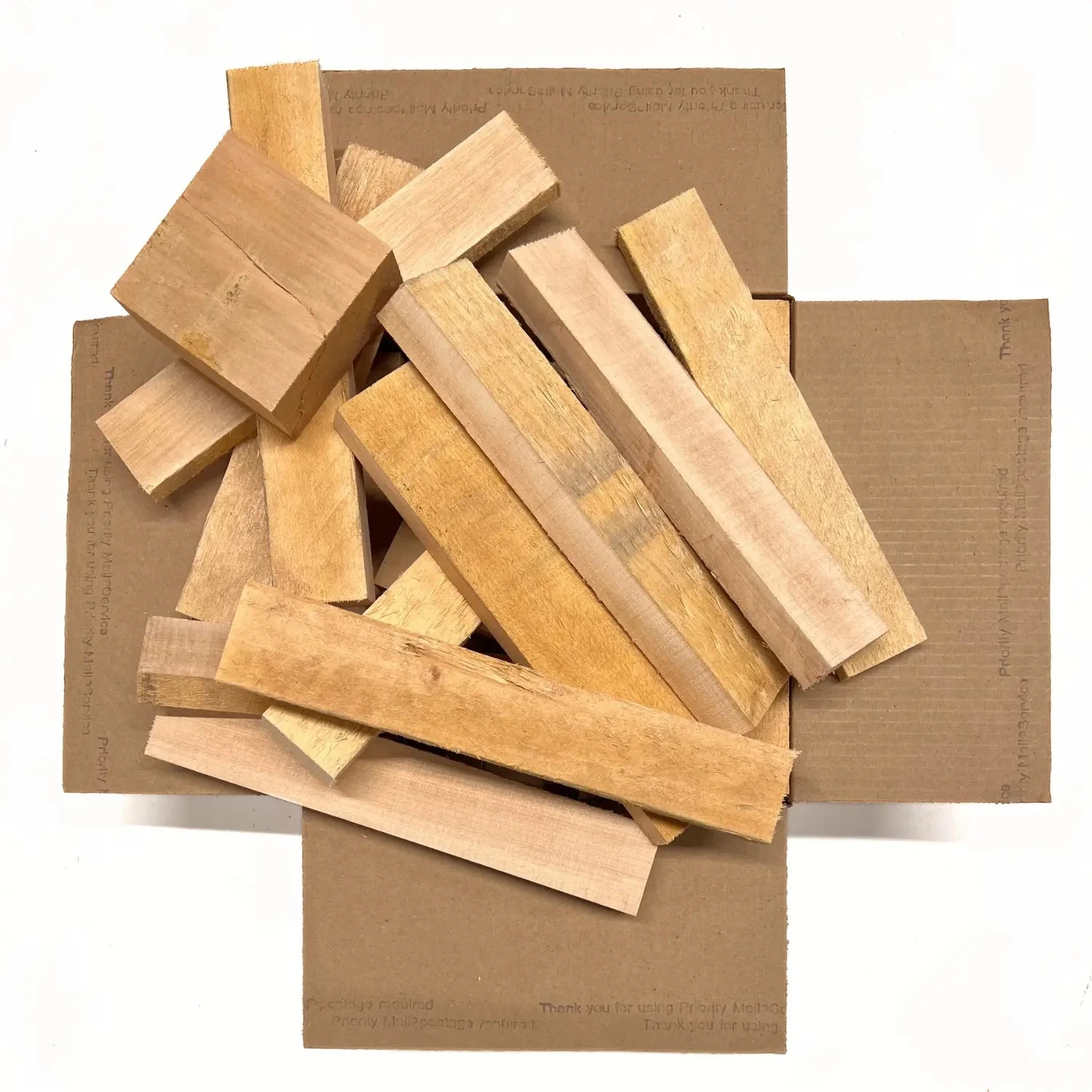 Box Of Basswood Wood Scrap DIY Craft Carving Scroll Short Lumber Cutoff Boards - Image 2