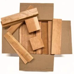 Box Of Black Cherry Wood Scrap DIY Craft Carving Scroll Short Lumber Cutoff Boards
