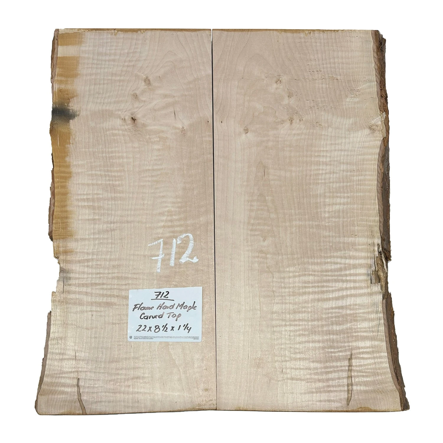 Flame Hard Maple Guitar Carved Top 22" X 8-1/2" X 1-1/4" #712