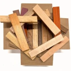 Box Of Mixed Exotic And Domestic Species Wood Scrap DIY Craft Carving Scroll Short Lumber Cutoff Boards