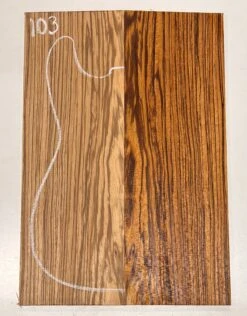 Zebrawood Bookmatched Guitar Drop Tops 21" X 7-1/4" X 1/4" #103