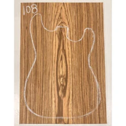 Zebrawood Bookmatched Guitar Drop Tops 21" X 7-1/4" X 1/4" #108