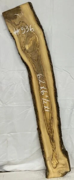 Olivewood Lumber Live Edge Slab - 62"x 6-1/2"x 1" #536