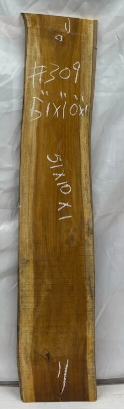 Indian Yellowheart Lumber Live Edge Slab - 51"x 10"x 1" #309