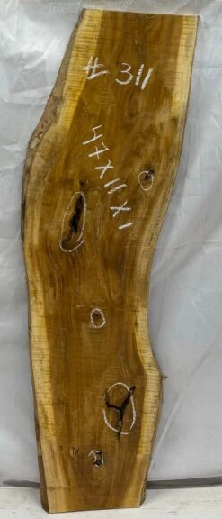 Indian Yellowheart Lumber Live Edge Slab - 47"x 11"x 1" #311