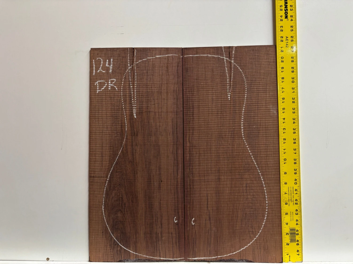 Madagascar Rosewood Dreadnought Guitar Back Set- 21-1/2" X 9" X 3/16" (Seconds) #124 - Image 3