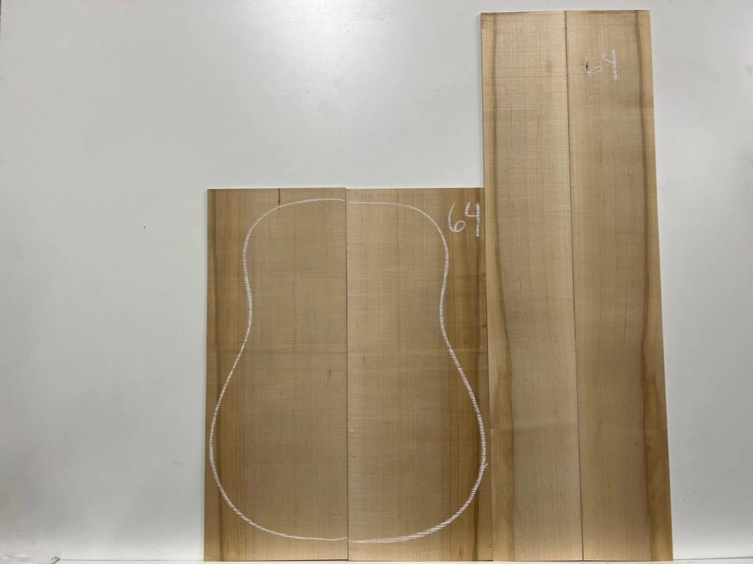 Flame Hard Maple Dreadnought Guitar Back & Side Set #64