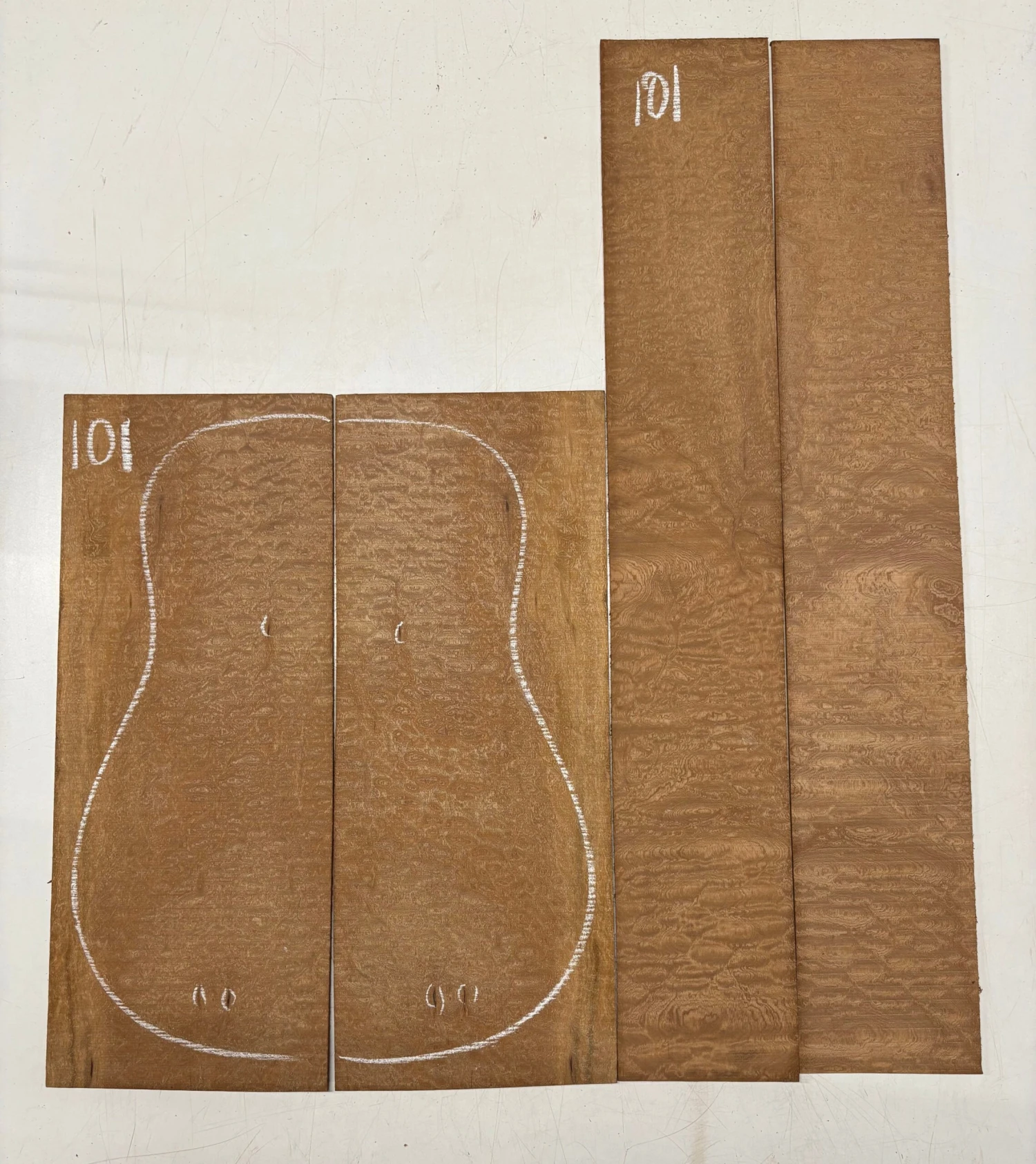 Quilted Sapele Dreadnought Guitar Back And Side Seconds Set #101