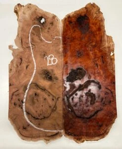 Australian Red Gum Burl Bookmatched Guitar Drop Tops | 21" X 14" X 3/8" - #28
