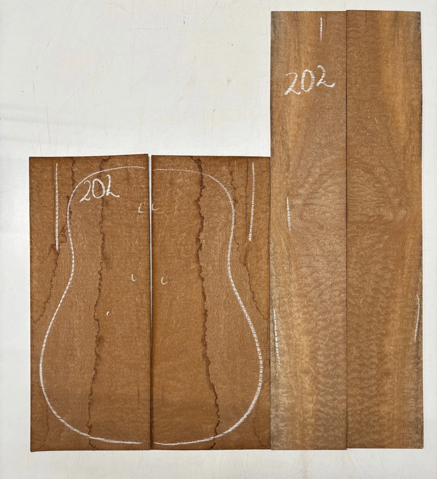 Quilted Sapele Dreadnought Guitar Back And Side Seconds Set #202