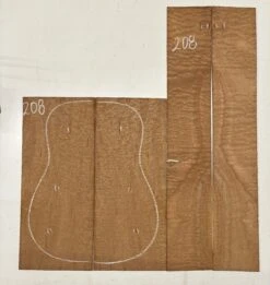 Quilted Sapele Dreadnought Guitar Back And Side Seconds Set #208
