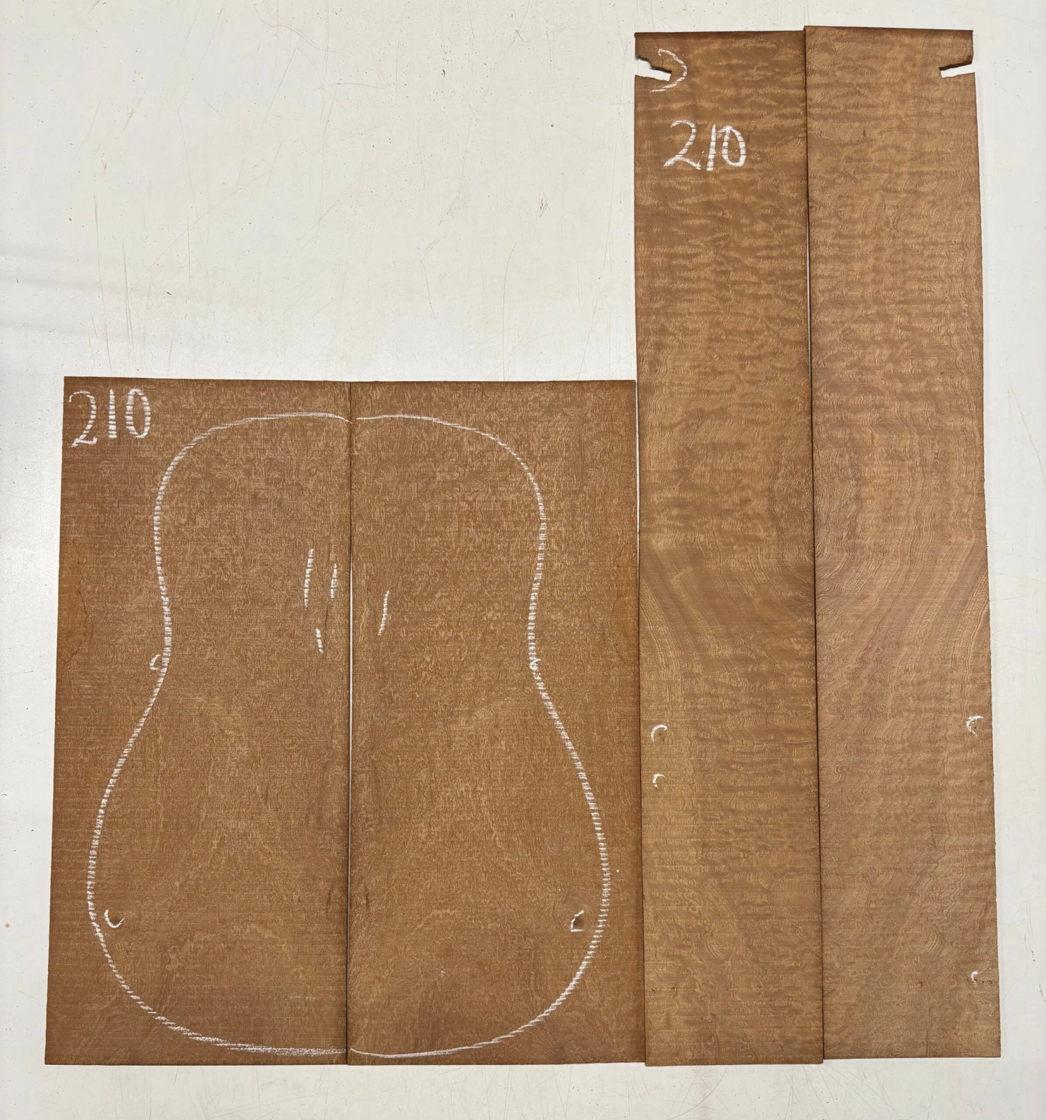 Quilted Sapele Dreadnought Guitar Back And Side Seconds Set #210