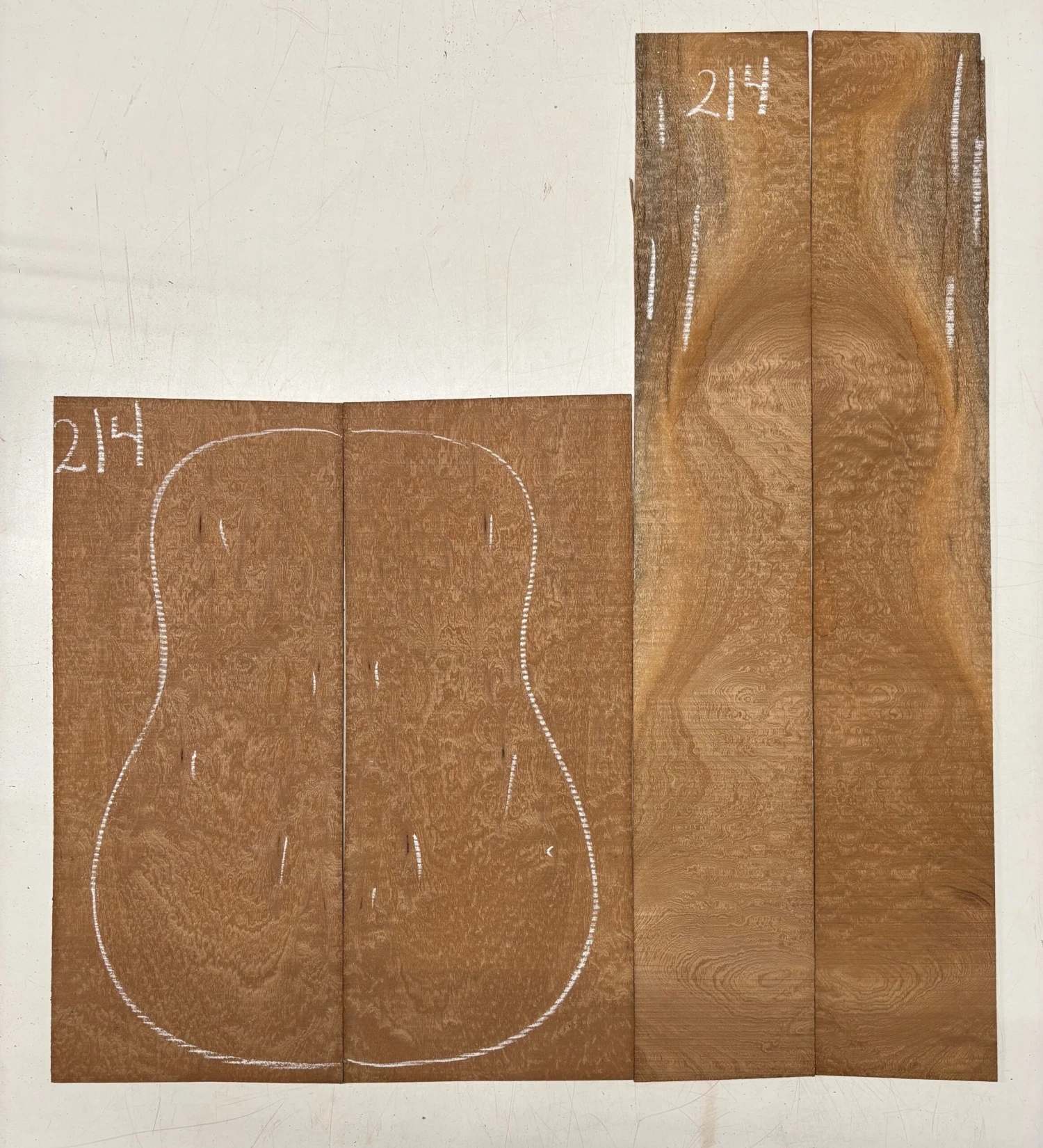 Quilted Sapele Dreadnought Guitar Back And Side Seconds Set #214