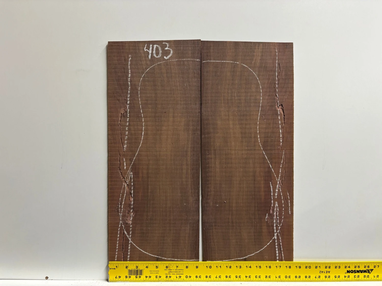 Madagascar Rosewood Dreadnought/Jumbo Guitar Back Set- 24" X 9" X 1/8" (Seconds) #403 - Image 2