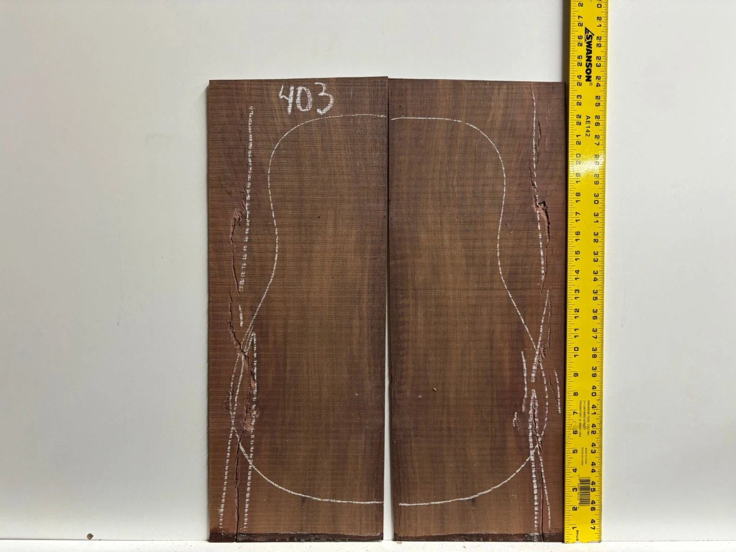 Madagascar Rosewood Dreadnought/Jumbo Guitar Back Set- 24" X 9" X 1/8" (Seconds) #403 - Image 3