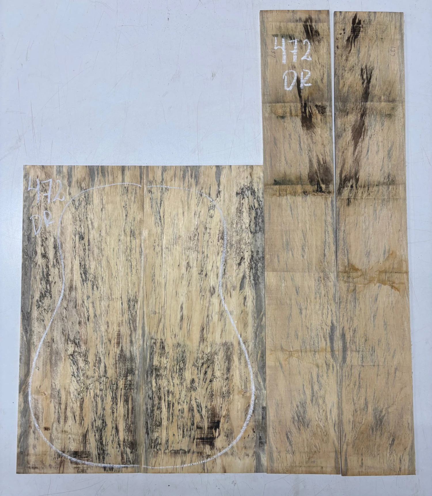 Spalted Tamarind Dreadnought Guitar Back & Side Set #472