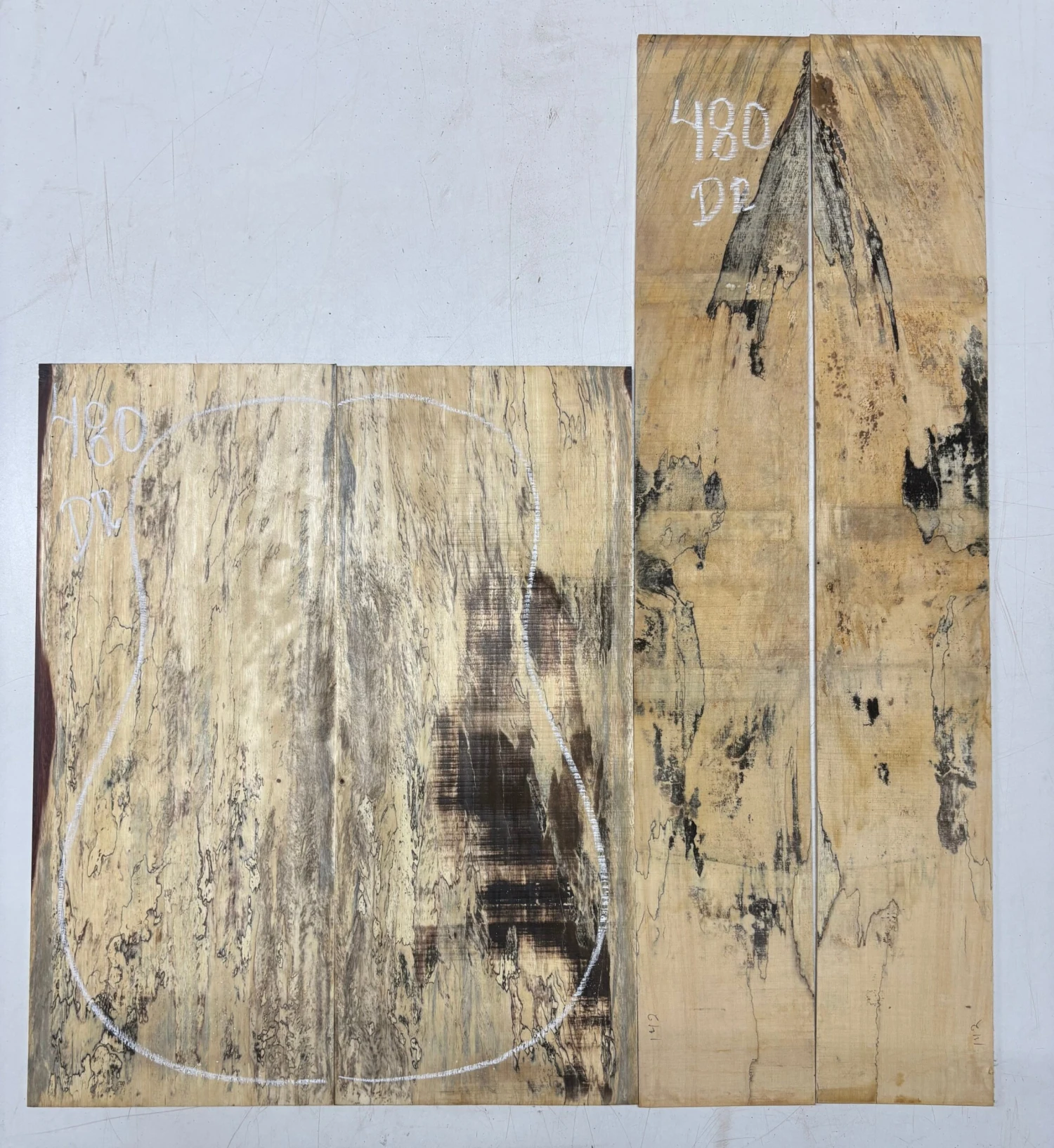 Spalted Tamarind Dreadnought Guitar Back & Side Set #480