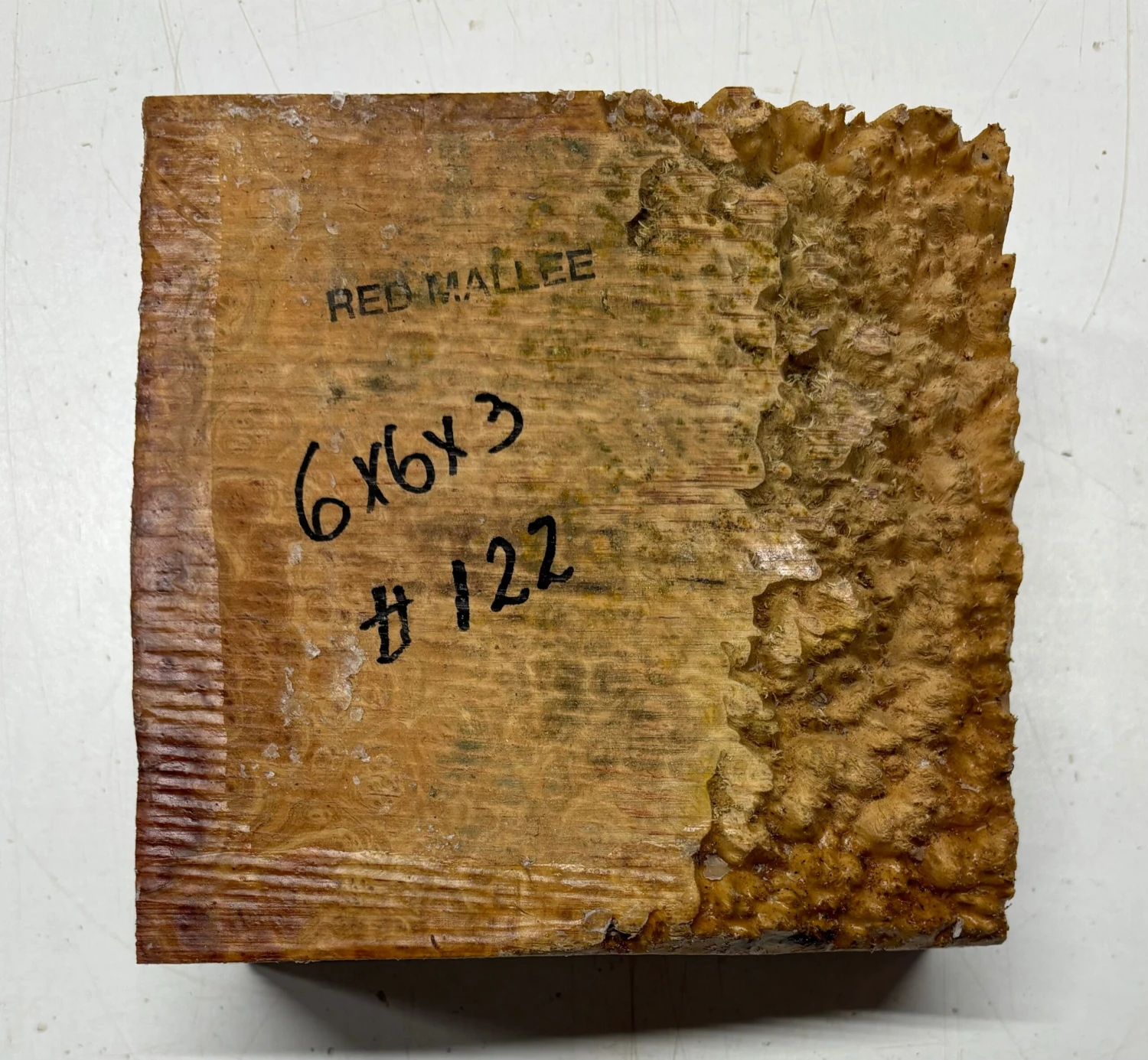 Australian Red Mallee Burl Wood Bowl Blank, 6" X 6" X 3" | #122