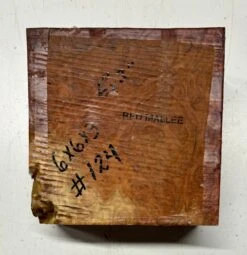 Australian Red Mallee Burl Wood Bowl Blank, 6" X 6" X 3" | #124