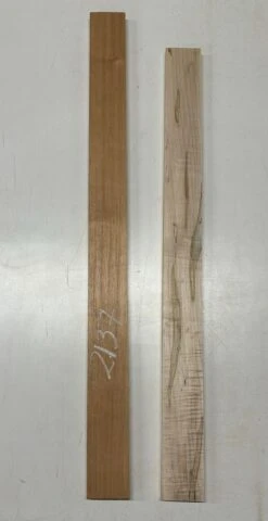 2 Piece, 2 Species Spanish Cedar + Flame Ambrosia Maple Thin Stock Lumber |Spanish Cedar – 39-1/2" X 3" X 3/4"Flame Ambrosia Maple – 36" X 3" X 3/4" #2137
