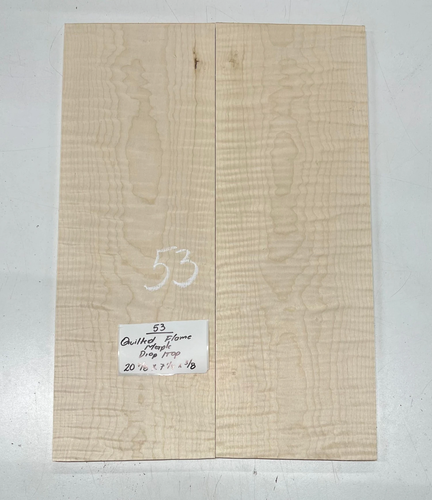 Quilted Flame Maple Bookmatched Guitar Drop Top Set - 20-7/8" X 7-1/4" X 3/8" #53