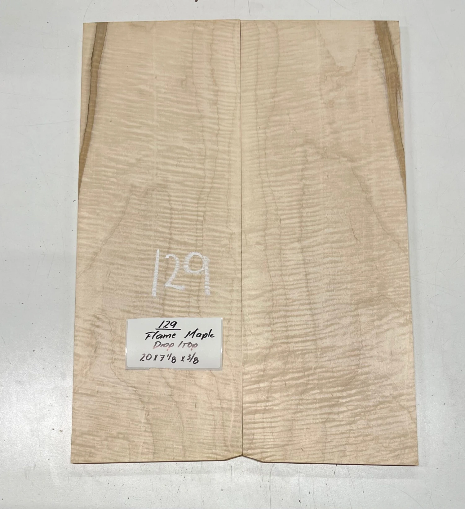 Flame Hard Maple Bookmatched Guitar Drop Top Set - 20" X 7-1/8" X 3/8" #129